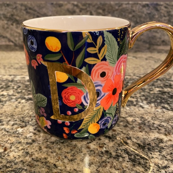 NEW Anthropologie Rifle Paper Co. Monogram D Mug